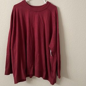 Amazon Aware Women’s Pointelle CrewNeck Sweater 6X (dark red)
